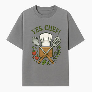 Yes Chef! Kitchen Decor Chef Hat and Utensils Design for Cooking Enthusiasts, Aprons, Tees, and Home Decor - T-shirt 1758181738414.jpg