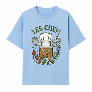 Yes Chef! Kitchen Decor Chef Hat and Utensils Design for Cooking Enthusiasts, Aprons, Tees, and Home Decor - T-shirt 1758181738541.jpg