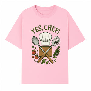 Yes Chef! Kitchen Decor Chef Hat and Utensils Design for Cooking Enthusiasts, Aprons, Tees, and Home Decor - T-shirt 1758181738678.jpg