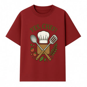 Yes Chef! Kitchen Decor Chef Hat and Utensils Design for Cooking Enthusiasts, Aprons, Tees, and Home Decor - T-shirt 1758181738882.jpg