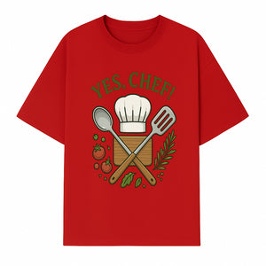 Yes Chef! Kitchen Decor Chef Hat and Utensils Design for Cooking Enthusiasts, Aprons, Tees, and Home Decor - T-shirt 1758181739157.jpg
