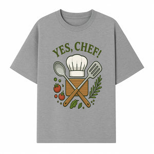 Yes Chef! Kitchen Decor Chef Hat and Utensils Design for Cooking Enthusiasts, Aprons, Tees, and Home Decor - T-shirt 1758181739317.jpg