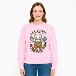 Yes Chef! Kitchen Decor Chef Hat and Utensils Design for Cooking Enthusiasts, Aprons, Tees, and Home Decor - Sweatshirt 1758181743725.jpg