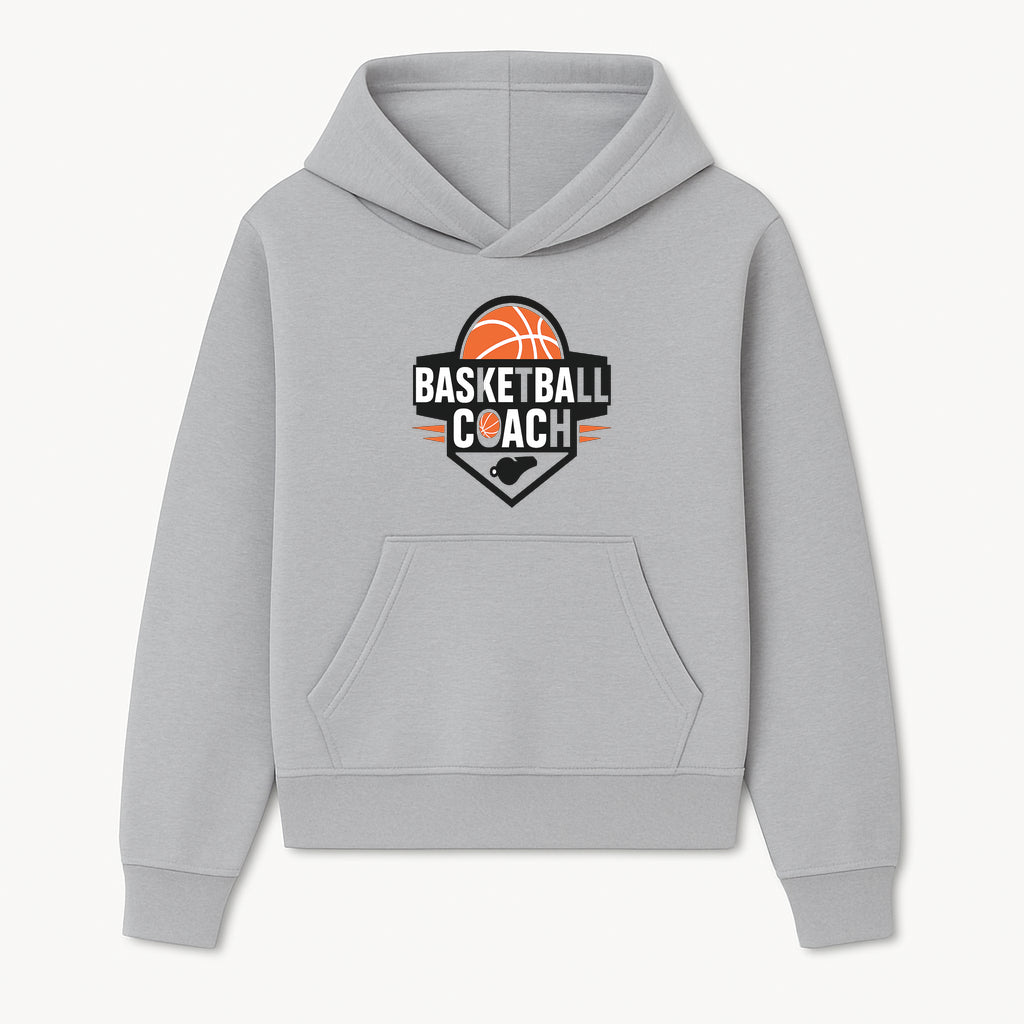 Basketball Coach Logo Design | Sports Coaching Emblem | Orange & Black Graphic for Coaches & Teams - Hoodie 1758186535377.jpg
