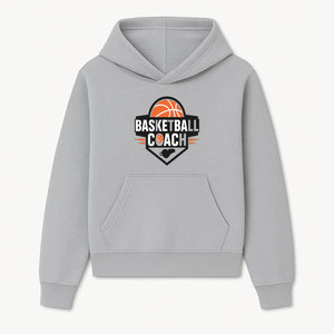 Basketball Coach Logo Design | Sports Coaching Emblem | Orange & Black Graphic for Coaches & Teams - Hoodie 1758186535377.jpg