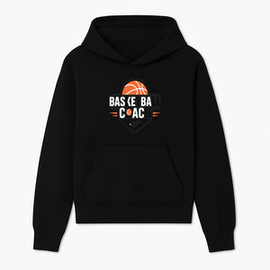 Basketball Coach Logo Design | Sports Coaching Emblem | Orange & Black Graphic for Coaches & Teams - Hoodie 1758186535517.jpg