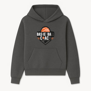 Basketball Coach Logo Design | Sports Coaching Emblem | Orange & Black Graphic for Coaches & Teams - Hoodie 1758186535667.jpg