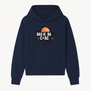 Basketball Coach Logo Design | Sports Coaching Emblem | Orange & Black Graphic for Coaches & Teams - Hoodie 1758186536480.jpg