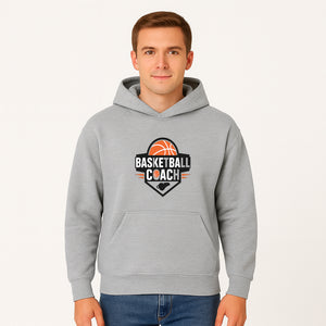 Basketball Coach Logo Design | Sports Coaching Emblem | Orange & Black Graphic for Coaches & Teams - Hoodie 1758186538018.jpg