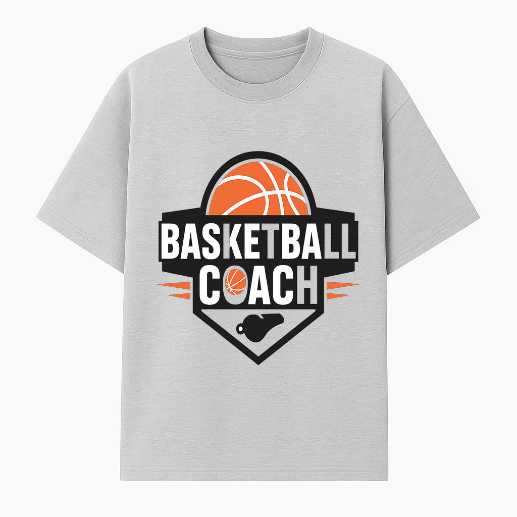 Basketball Coach Logo Design | Sports Coaching Emblem | Orange & Black Graphic for Coaches & Teams - T-shirt 1758186538308.jpg