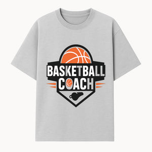 Basketball Coach Logo Design | Sports Coaching Emblem | Orange & Black Graphic for Coaches & Teams - T-shirt 1758186538308.jpg