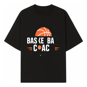 Basketball Coach Logo Design | Sports Coaching Emblem | Orange & Black Graphic for Coaches & Teams - T-shirt 1758186538448.jpg