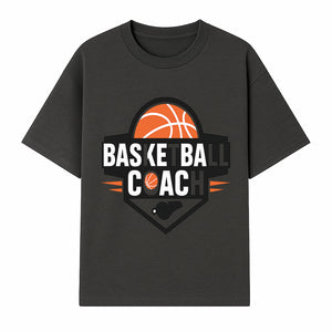 Basketball Coach Logo Design | Sports Coaching Emblem | Orange & Black Graphic for Coaches & Teams - T-shirt 1758186538630.jpg