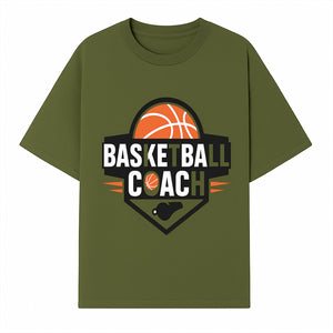 Basketball Coach Logo Design | Sports Coaching Emblem | Orange & Black Graphic for Coaches & Teams - T-shirt 1758186538768.jpg