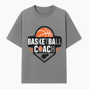 Basketball Coach Logo Design | Sports Coaching Emblem | Orange & Black Graphic for Coaches & Teams - T-shirt 1758186538915.jpg