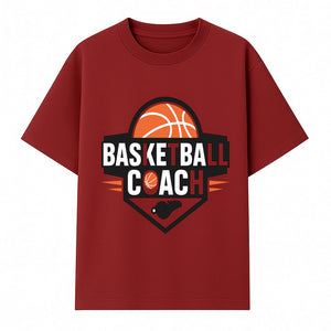 Basketball Coach Logo Design | Sports Coaching Emblem | Orange & Black Graphic for Coaches & Teams - T-shirt 1758186539371.jpg