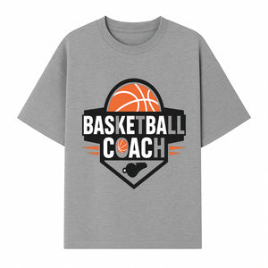 Basketball Coach Logo Design | Sports Coaching Emblem | Orange & Black Graphic for Coaches & Teams - T-shirt 1758186539838.jpg