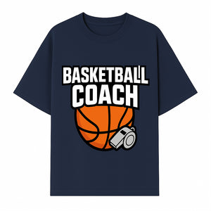 Basketball Coach Graphic Tee - Sports Coaching T-Shirt with Whistle and Ball Design for Coaches and Players - T-shirt 1758186540450.jpg