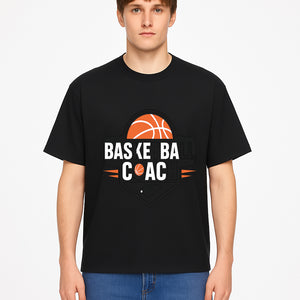 Basketball Coach Logo Design | Sports Coaching Emblem | Orange & Black Graphic for Coaches & Teams - T-shirt 1758186541131.jpg