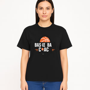 Basketball Coach Logo Design | Sports Coaching Emblem | Orange & Black Graphic for Coaches & Teams - T-shirt 1758186541294.jpg
