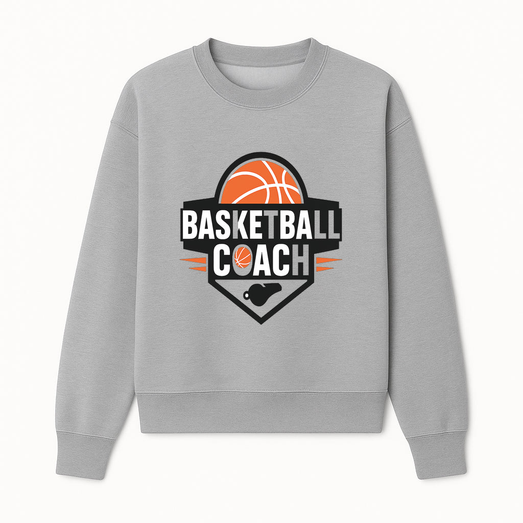 Basketball Coach Logo Design | Sports Coaching Emblem | Orange & Black Graphic for Coaches & Teams - Sweatshirt 1758186541427.jpg