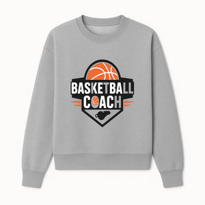 Basketball Coach Logo Design | Sports Coaching Emblem | Orange & Black Graphic for Coaches & Teams - Sweatshirt 1758186541427.jpg