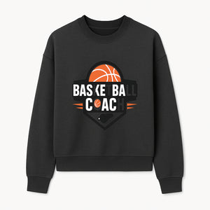 Basketball Coach Logo Design | Sports Coaching Emblem | Orange & Black Graphic for Coaches & Teams - Sweatshirt 1758186541713.jpg
