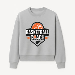 Basketball Coach Logo Design | Sports Coaching Emblem | Orange & Black Graphic for Coaches & Teams - Sweatshirt 1758186542002.jpg