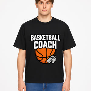 Basketball Coach Graphic Tee - Sports Coaching T-Shirt with Whistle and Ball Design for Coaches and Players - T-shirt 1758186542009.jpg