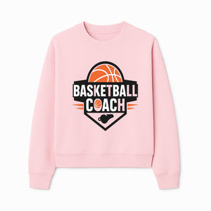 Basketball Coach Logo Design | Sports Coaching Emblem | Orange & Black Graphic for Coaches & Teams - Sweatshirt 1758186542293.jpg