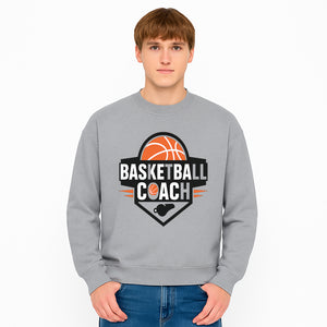 Basketball Coach Logo Design | Sports Coaching Emblem | Orange & Black Graphic for Coaches & Teams - Sweatshirt 1758186544173.jpg