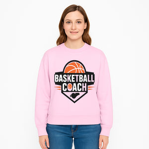 Basketball Coach Logo Design | Sports Coaching Emblem | Orange & Black Graphic for Coaches & Teams - Sweatshirt 1758186544320.jpg