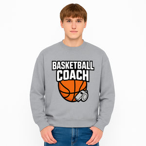 Basketball Coach Graphic Tee - Sports Coaching T-Shirt with Whistle and Ball Design for Coaches and Players - Sweatshirt 1758186544964.jpg