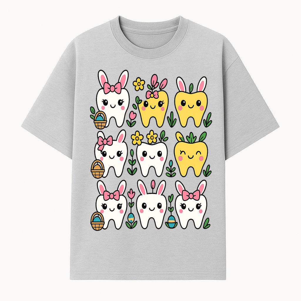 Cute Bunny Teeth Stickers | Easter Tooth Decor | Kawaii Dental Art for Kids | Fun Spring Decorations | Whimsical Tooth and Flower Designs - T-shirt 1758250137528.jpg