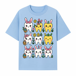 Cute Bunny Teeth Stickers | Easter Tooth Decor | Kawaii Dental Art for Kids | Fun Spring Decorations | Whimsical Tooth and Flower Designs - T-shirt 1758250138336.jpg