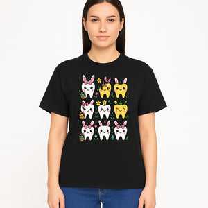 Cute Bunny Teeth Stickers | Easter Tooth Decor | Kawaii Dental Art for Kids | Fun Spring Decorations | Whimsical Tooth and Flower Designs - T-shirt 1758250140495.jpg