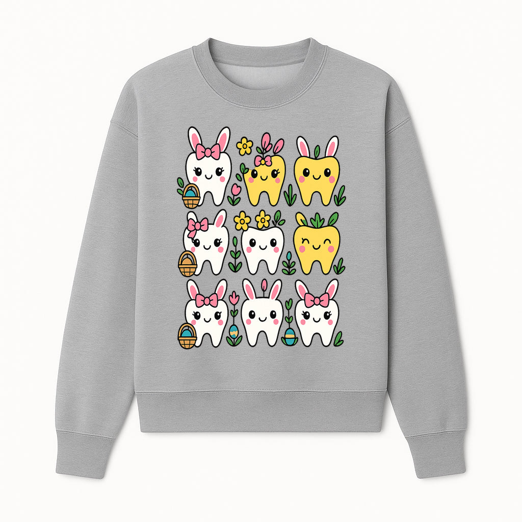 Cute Bunny Teeth Stickers | Easter Tooth Decor | Kawaii Dental Art for Kids | Fun Spring Decorations | Whimsical Tooth and Flower Designs - Sweatshirt 1758250140634.jpg