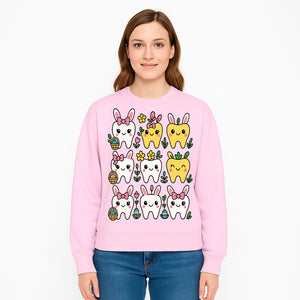 Cute Bunny Teeth Stickers | Easter Tooth Decor | Kawaii Dental Art for Kids | Fun Spring Decorations | Whimsical Tooth and Flower Designs - Sweatshirt 1758250143630.jpg