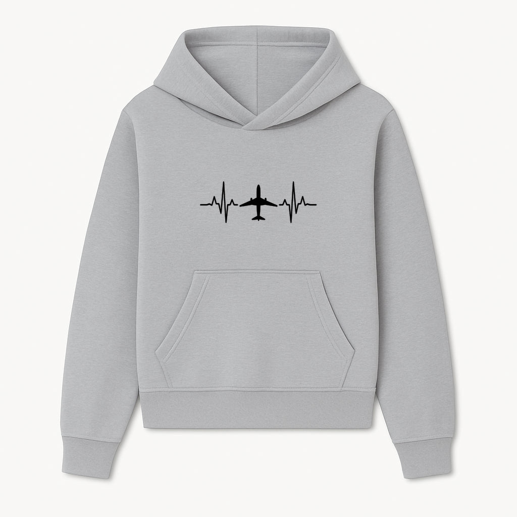 Airplane and Heartbeat Graphic Art Print - Aviation Lover Wall Decor for Travelers and Pilots - Hoodie 1758254645288.jpg