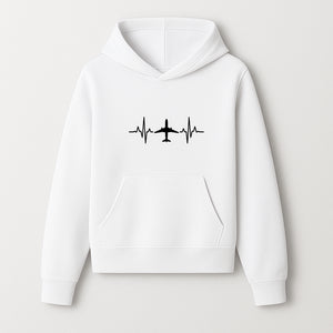 Airplane and Heartbeat Graphic Art Print - Aviation Lover Wall Decor for Travelers and Pilots - Hoodie 1758254647141.jpg