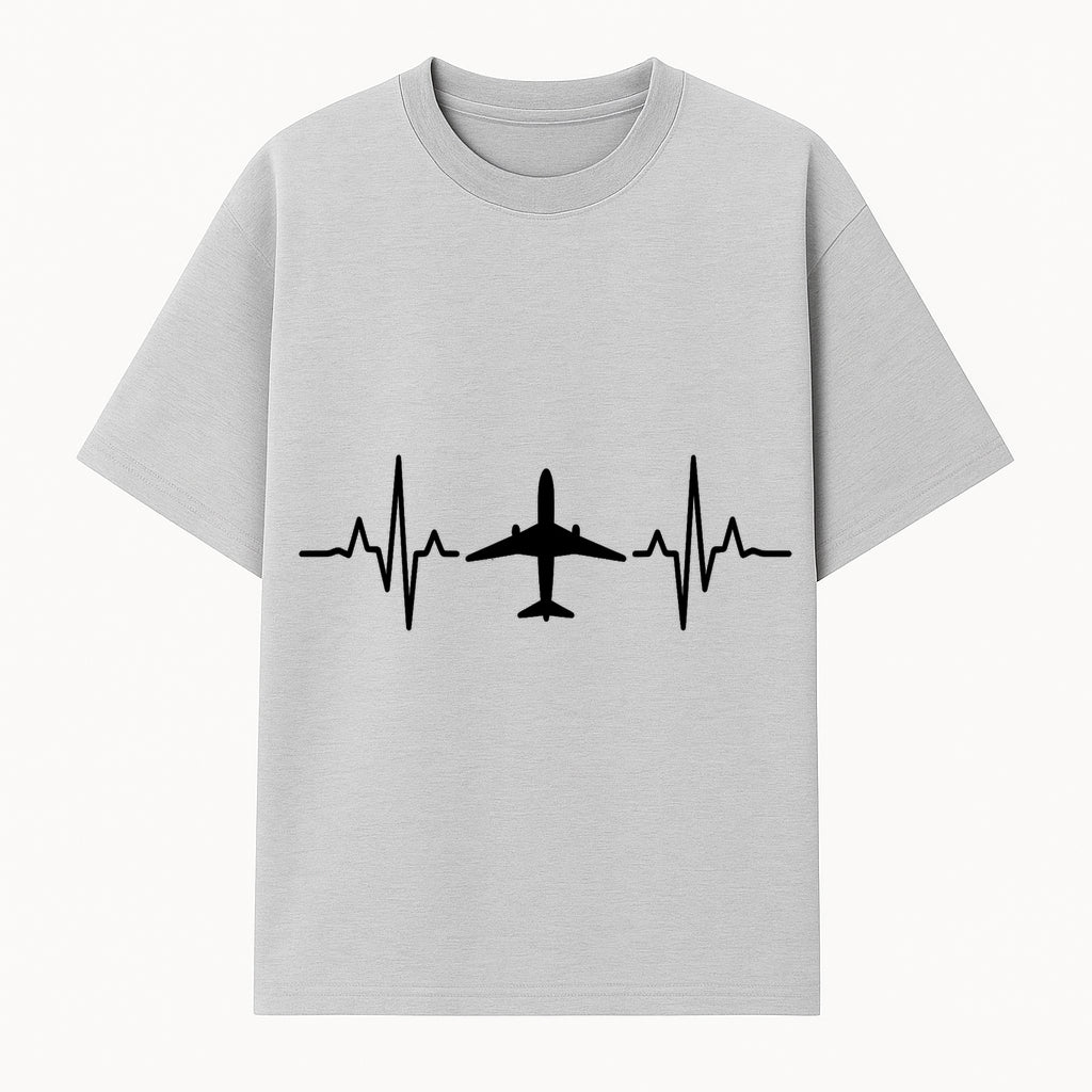 Airplane and Heartbeat Graphic Art Print - Aviation Lover Wall Decor for Travelers and Pilots - T-shirt 1758254648600.jpg
