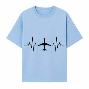 Airplane and Heartbeat Graphic Art Print - Aviation Lover Wall Decor for Travelers and Pilots - T-shirt 1758254649450.jpg