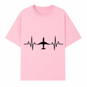 Airplane and Heartbeat Graphic Art Print - Aviation Lover Wall Decor for Travelers and Pilots - T-shirt 1758254649604.jpg
