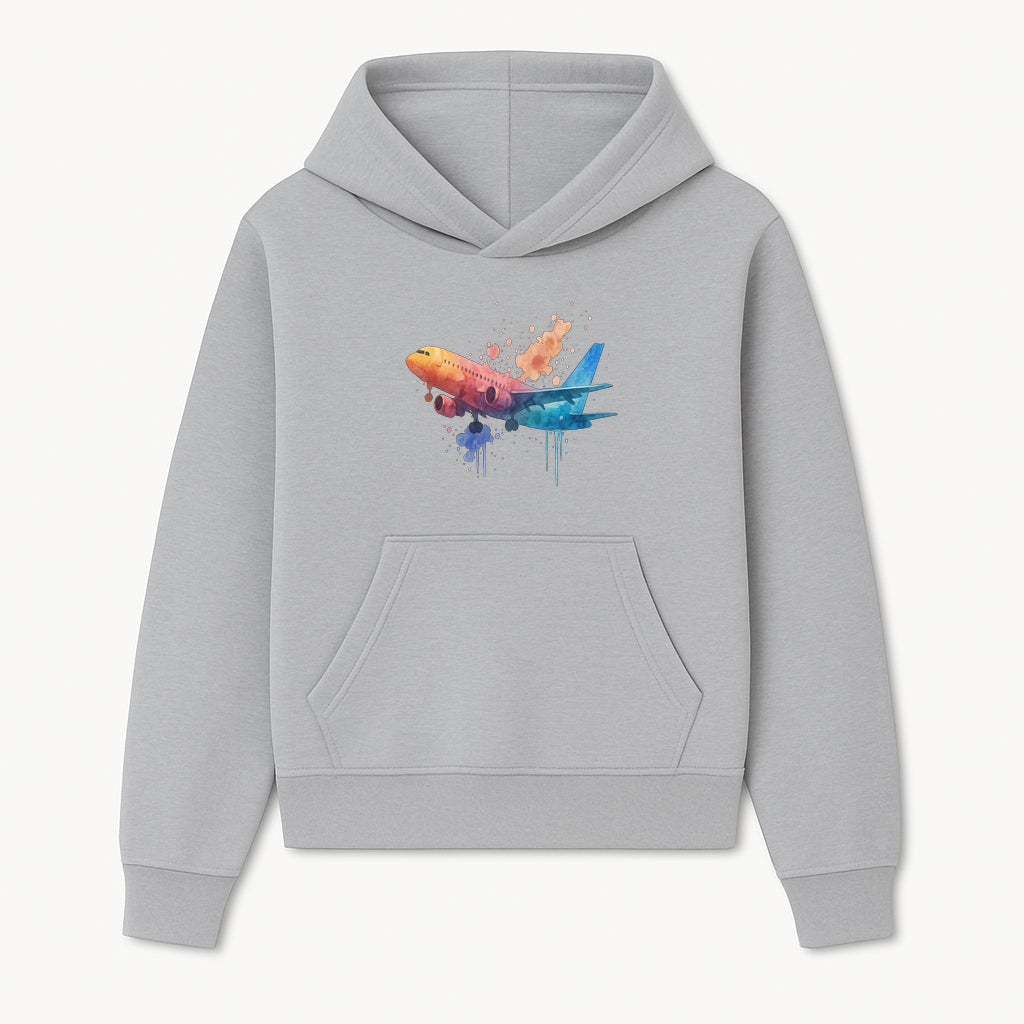 Watercolor Airplane Art Print | Colorful Flight Decor | Travel Enthusiast Gift | Aviation Wall Art | Modern Home Decoration - Hoodie 1758254649650.jpg