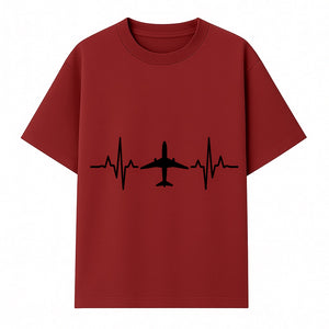 Airplane and Heartbeat Graphic Art Print - Aviation Lover Wall Decor for Travelers and Pilots - T-shirt 1758254649777.jpg