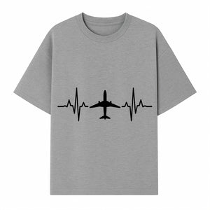 Airplane and Heartbeat Graphic Art Print - Aviation Lover Wall Decor for Travelers and Pilots - T-shirt 1758254650208.jpg