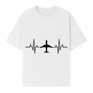 Airplane and Heartbeat Graphic Art Print - Aviation Lover Wall Decor for Travelers and Pilots - T-shirt 1758254650368.jpg