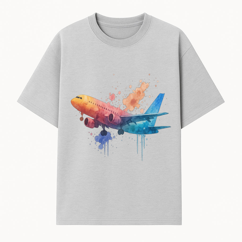 Watercolor Airplane Art Print | Colorful Flight Decor | Travel Enthusiast Gift | Aviation Wall Art | Modern Home Decoration - T-shirt 1758254652951.jpg