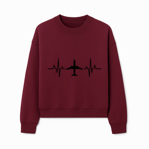 Airplane and Heartbeat Graphic Art Print - Aviation Lover Wall Decor for Travelers and Pilots - Sweatshirt 1758254652999.jpg
