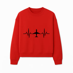 Airplane and Heartbeat Graphic Art Print - Aviation Lover Wall Decor for Travelers and Pilots - Sweatshirt 1758254653307.jpg